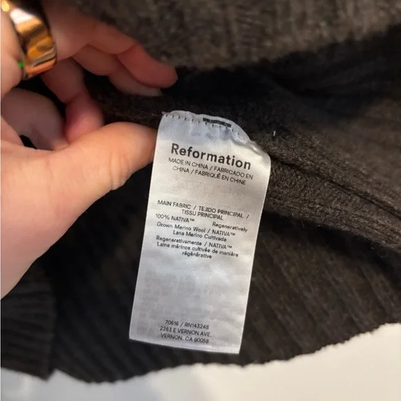 Reformation Calloway Regenerative Wool Crew in Espresso - Picture 5 of 5